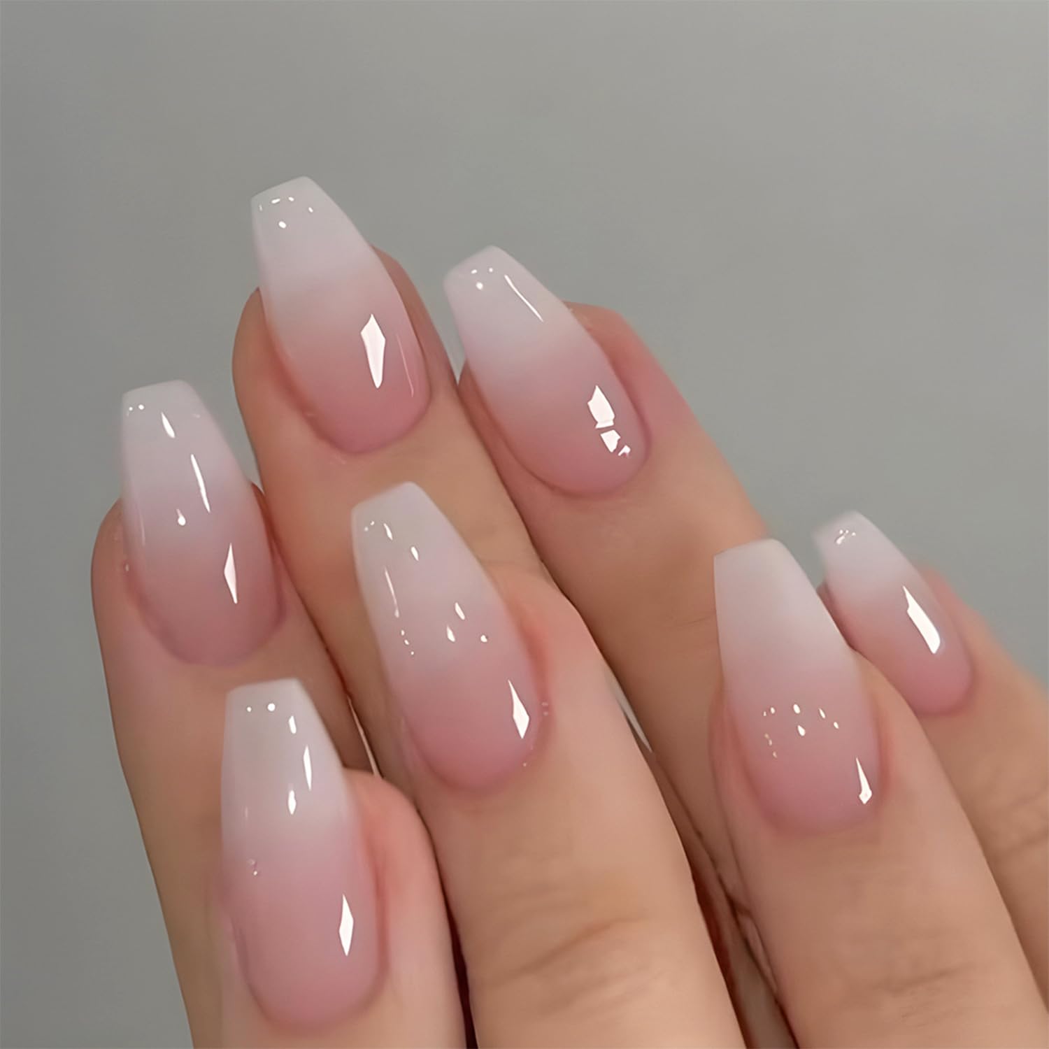 A Set Of 24 Glossy Short Coffi - огляд і ціна Nail Art Pink